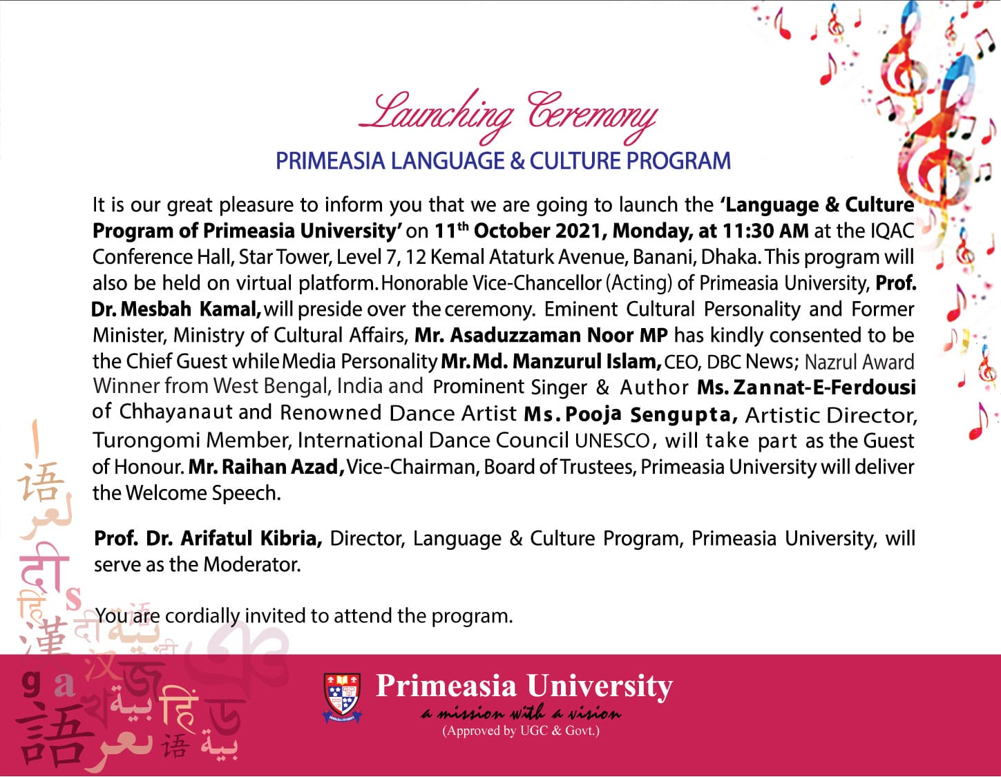Language & Culture Program of Primeasia Univesity